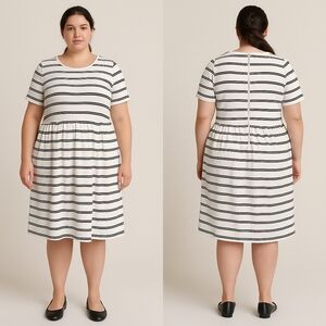LuLaRoe Amelia 2xl  Black and White Striped Midi Dress